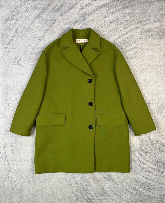 Marni, Marni Wool Single Breasted Green Coat Made in Italy Size IT 42