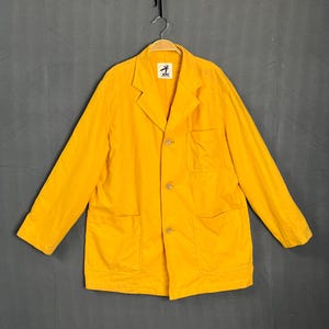 Vintage 80s Issey Miyake Hai Sporting Gear Chore Work Jacket Yellow Blazer Japanese Designer Coat