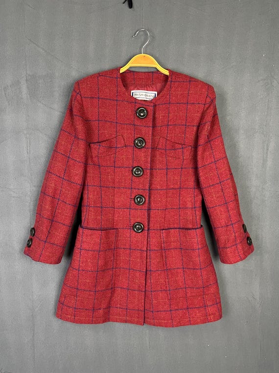 Yve Saint Laurent イヴサンローラン ウールコート チェック柄 YVES SAINT LAURENT イヴサンローラン ヴィンテージ オールド ウール混