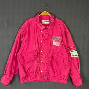 Vintage 90s Leyton House Racing F1 World GP Grand Prix Team Crew Pink Jacket