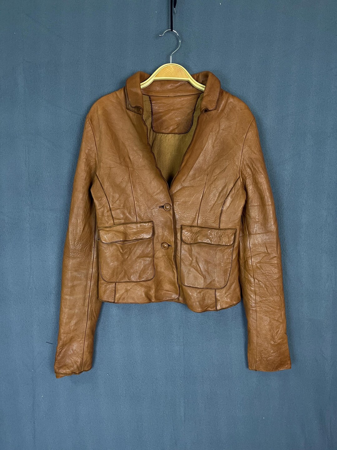 Christian Peau Goat Leather Made in Japan Brown Jacket Size 38