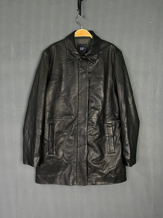 Vintage Gap Black Genuine Leather Zip up Jacket - Etsy