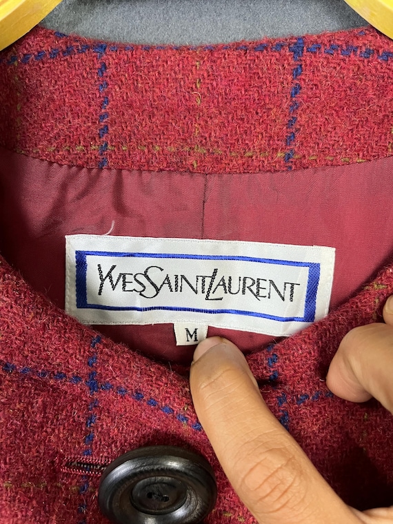 イヴ・サンローラン ウール チェック柄 コート チェック柄 YSL