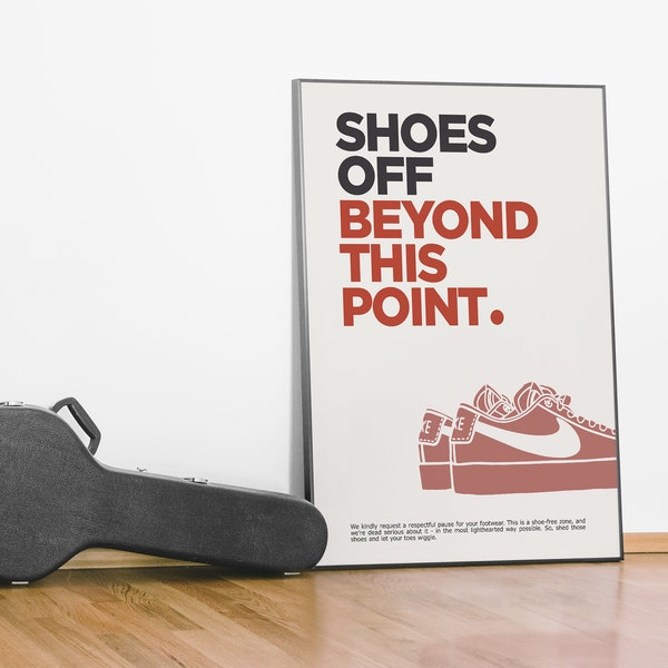 Shoes Off Beyond This Point, Typography Poster, Retro Wall Art, Home Decor, Entryway Decor, Large Wall Art, Digital Download