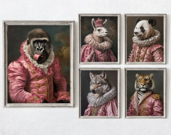 Victorian Animal Portrait Prints: Rococo Pink Collection (Digital Download)