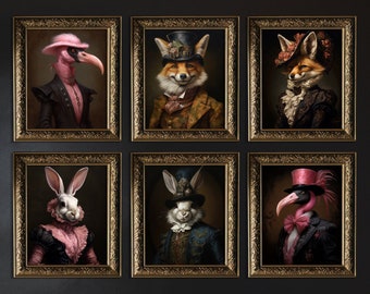 Victorian Animal Portrait Prints: Renaissance Altered Art (Digital Download)
