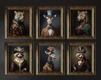 Victorian Animal Portrait Prints: Renaissance Set of 6 (Digital Download)