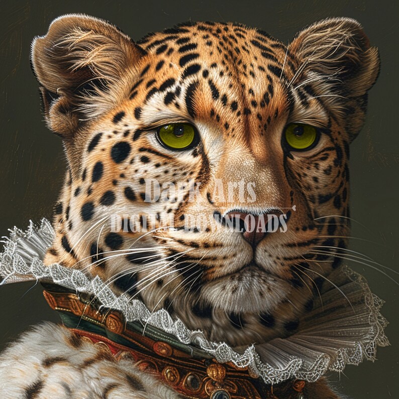 Rococo Leopard Portrait, Renaissance Animal Art (digital Download) - Etsy