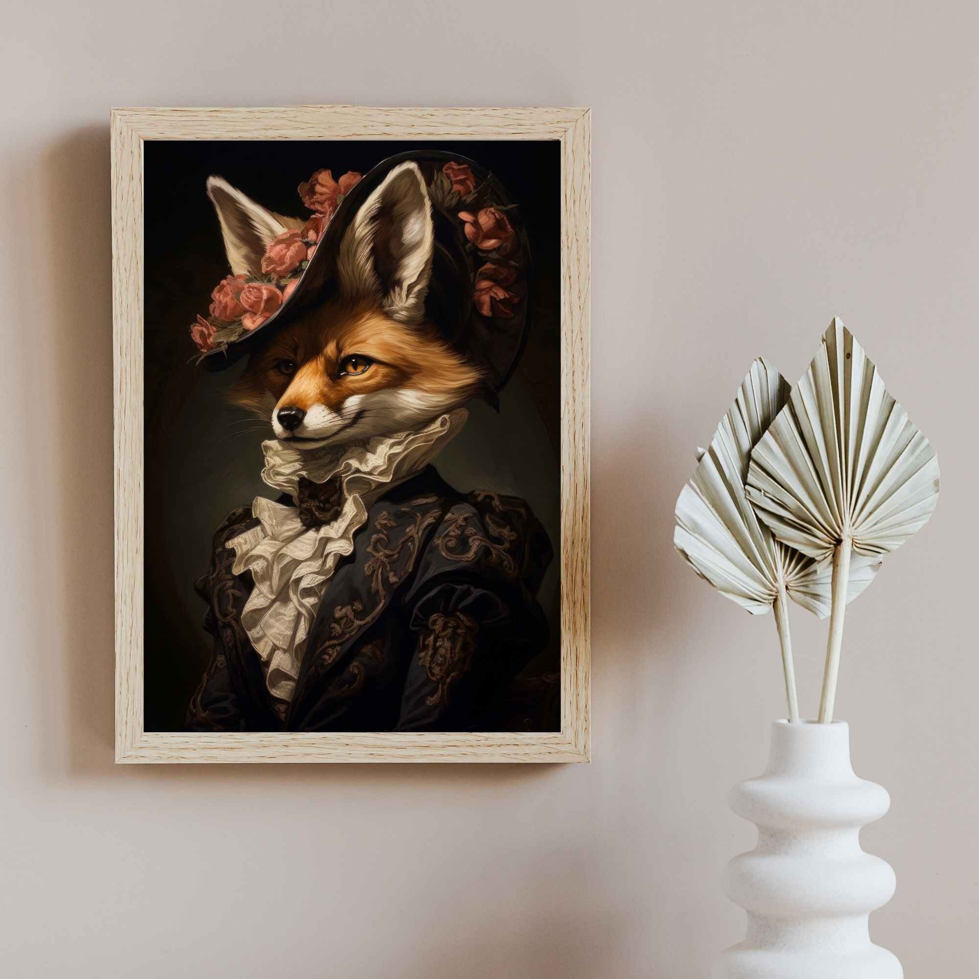 Victorian Lady Fox Art Print: Whimsical Animal Portrait - Etsy