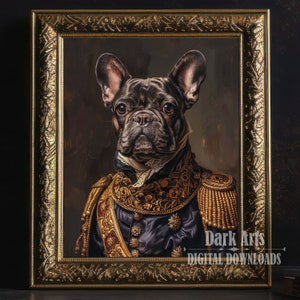French Bulldog Royal Portrait, Victorian Renaissance dog Print, Vintage Painting, Historical Pet portrait, Digital Download