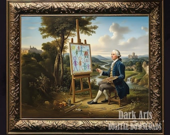 The Modern Classicist – Funny Historical Portrait, Abstract Art Satire, Landscape Painting Parody, Classic Art Remix, Digital Download