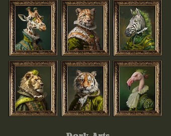Victorian Animal Portrait Prints: Renaissance Altered Art (Digital Download)