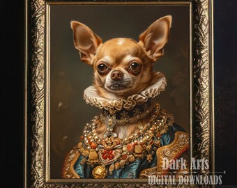 Chihuahua Royal Portrait, Victorian Renaissance Dog Art (Digital Download)