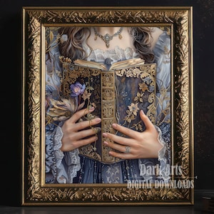Victorian Art, Quirky Altered Art Portrait, Eclectic Decor, Vintage Oil Painting, Baroque Poster, Rococo Printable Wall Art,