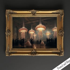 Ballroom and Jellyfish Wall Art, Victorian Home Decoration, Funny Altered Art Print, Wall Decor