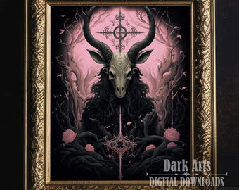 Baphomet Gothic Art Print: Satanic Goat Altar Decor (Digital Download)