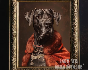 Victorian Great Dane Portrait, Royal Dog Renaissance Print (Digital Download)