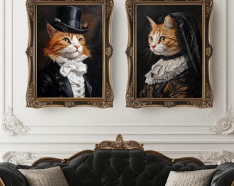 Victorian Dressed Ginger Cat Portrait Print Set (Digitaler Download)