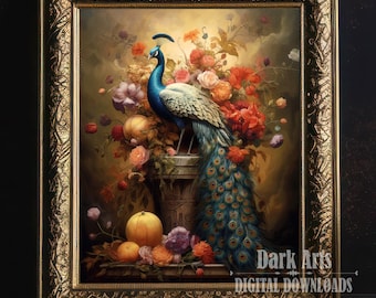 Majestic Peacock Art Print: Gothic Home Decor (Digital Download)