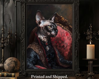 Gotiskt Sphynx-katttryck: Mörk Academia-heminredning