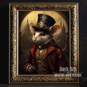 Steampunk Rat Vintage Poster, Art Poster Print, Victorian Rat, Home Decor, Digital Download