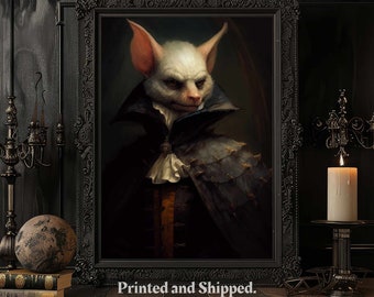 Gothic Bat Art Poster Print: Victorian Vampire, Dark Academia Decor