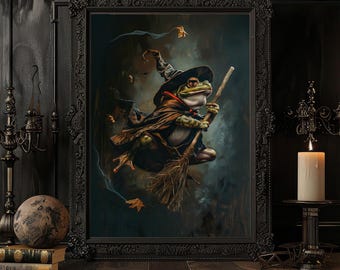 Frog Witch Art Print, Victorian Gothic Dark Academia Wall Decor