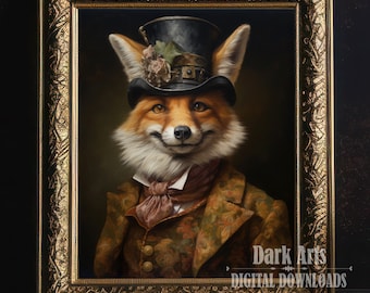 Victorian Fox Gentleman Art Print: Gothic Home Decor (Digital Download)