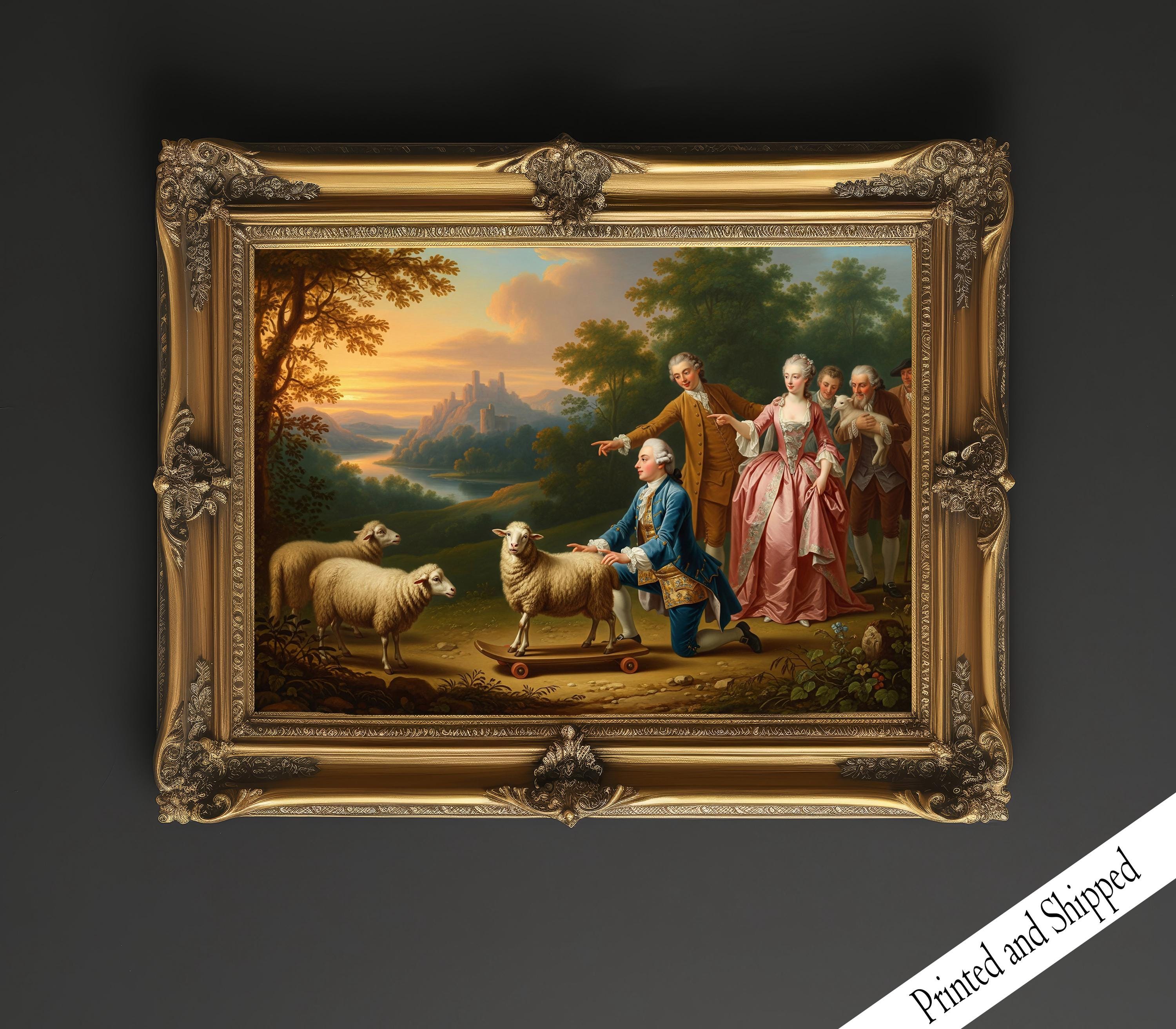 羊と牧人の絵画 金色フレーム　アンティーク風 羊と牧人の絵画 金色フレーム アンティーク風 - メルカリ