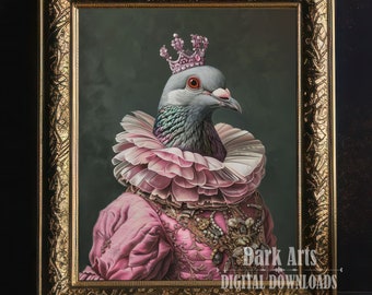 Rococo Pigeon Portrait, Victorian Animal Art Print (Digital Download)