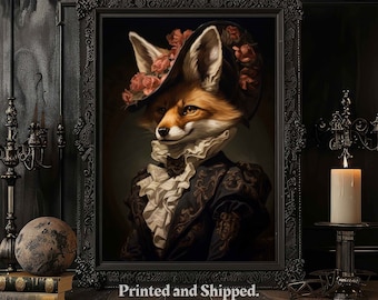 Victorian Lady Fox Kunstdruck: Tierportrait