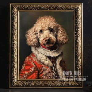 Poodle Royal Portrait, Victorian Renaissance dog Print, Vintage Painting, Historical Pet portrait, Digital Download