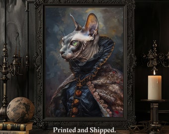 Gotiskt Sphynx-katttryck: Mörk Academia-heminredning