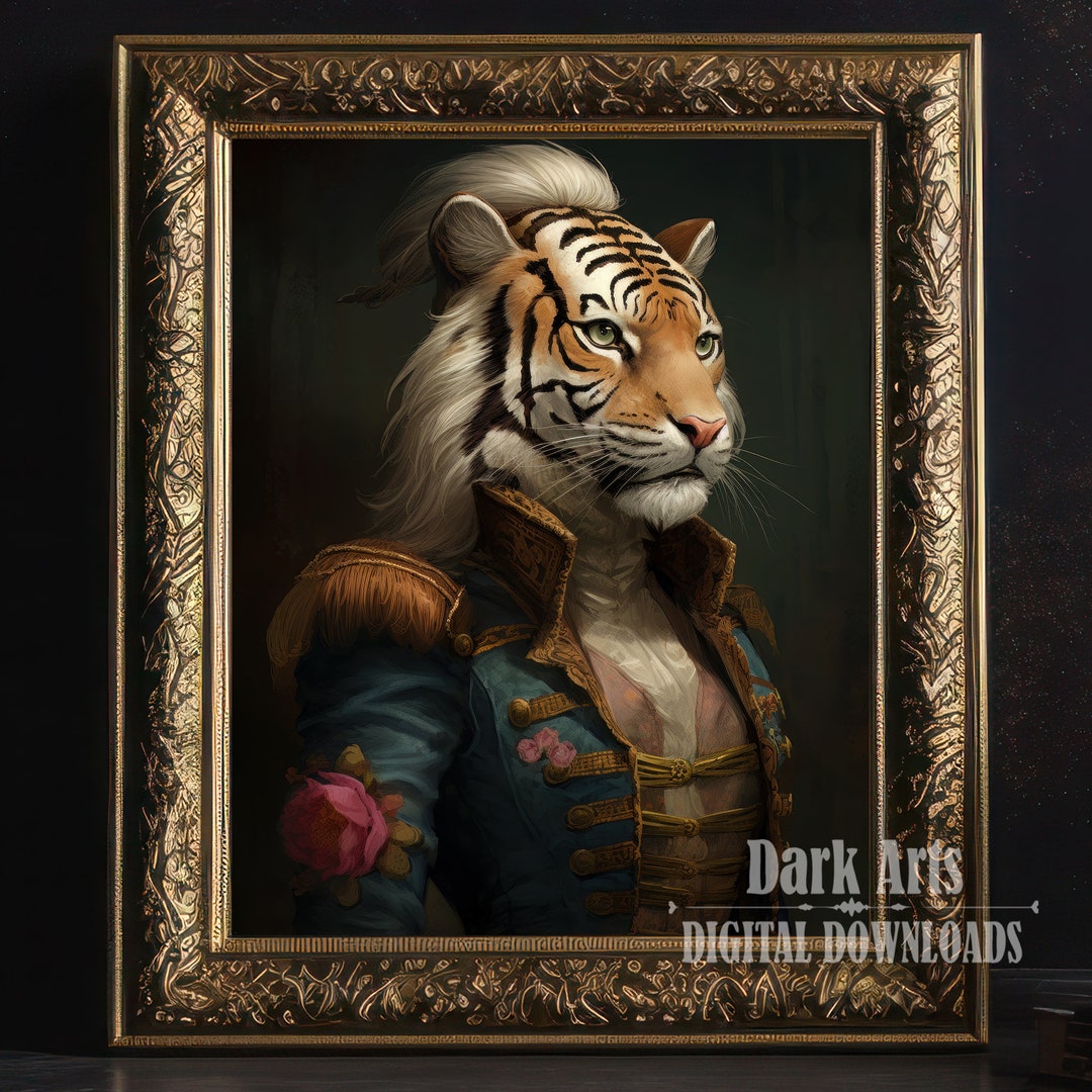 Animal Portrait Oil Painting, Tiger Vintage Renaissance, Baroque Animal ...