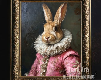 Hare Renaissance Portrait, Funny Victorian Animal Print (Digital Download)
