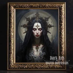 Gothic Nonne, Wicca Wandkunst, Tag der Toten Wanddekor, Dunkles Gebet, printable Download