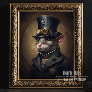 Gothic Rat Vintage Poster, Art Poster Print, Steampunk Rat, Home Decor, Digital Download