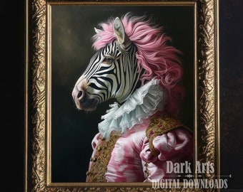 Zebra Renaissance Portrait: Victorian Animal Wall Art (Digital Download)