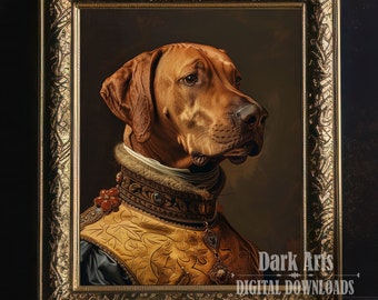 Rhodesian Ridgeback dog, Royal Portrait, Victorian Renaissance dog Print, Vintage Painting, Historical Pet portrait, Digital Download