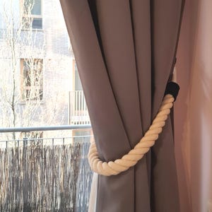 Elegant Cotton Rope Curtain Tieback with Black Accent – Modern Boho Style