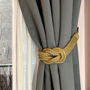 Jute Rope Curtain Tie: Handmade Double Square Knot Holdback