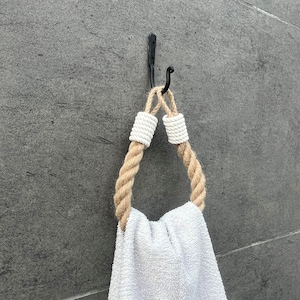 Portasciugamani - Porta carta igienica - Portasciugamani in juta - Arredo e accessori per il bagno - Nero, Argento, Bianco, Bronzo, Argento opaco, Gancio dorato