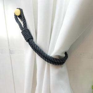 Curtain Tieback..Dark gray cotton curtain tie - stylish minimalism and natural design!