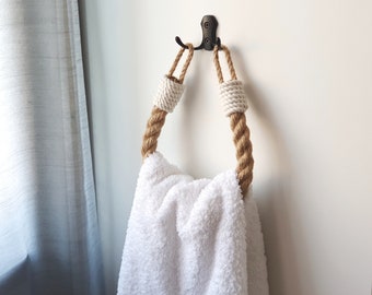 Towel holder - Toilet Paper Holder - Jute Rack - Bathroom decor and accessories -Black,Silver,White,Bronze,Matte Silver,Gold Hook