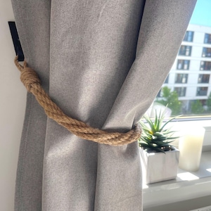 Four-Strand Jute Rope Curtain Tieback – Rustic Thick Boho Holder