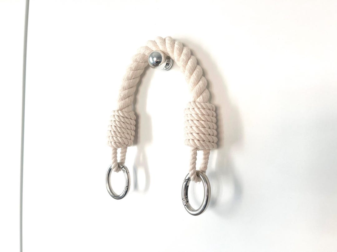 White Cotton Rope Bag Handles: Custom Length, Metal Clasps - Etsy