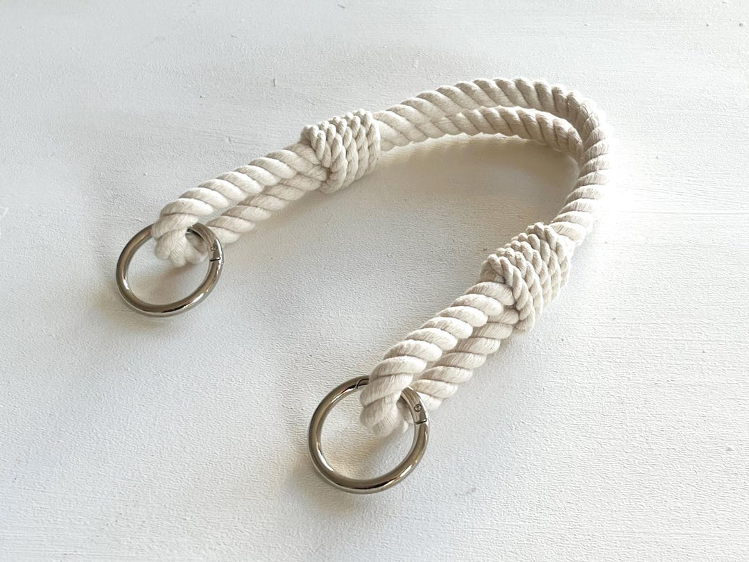 White Cotton Rope Bag Handles With Metal Rings: Custom Length DIY Purse ...