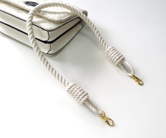 Bag Handles White Cotton Rope Raw Rope Bag Handles Natural Rope Handles Bag for Beach Bags Large Selection of Sizes carabiners Gold Etsy UK