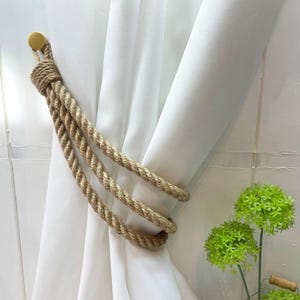 Jute Rope Curtain Tie-Back: Rustic Nautical Window Decor