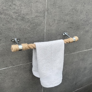 Towel Rack - Bathroom decor and accessories - Kitchen Towel Holder - Towel Rod - Towel Holder - Jute Rope
